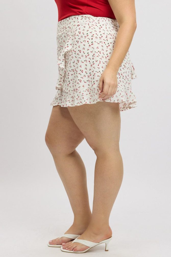 Red Check Wrap Gingham Mini Skirt