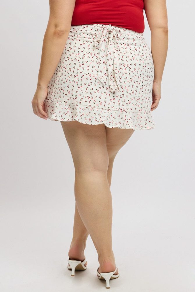Red Check Wrap Gingham Mini Skirt