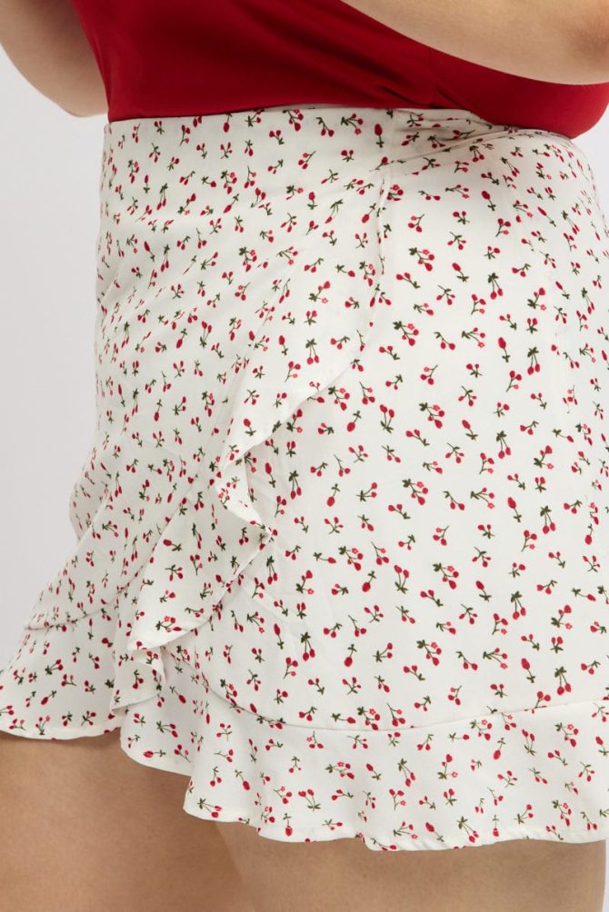 Red Check Wrap Gingham Mini Skirt