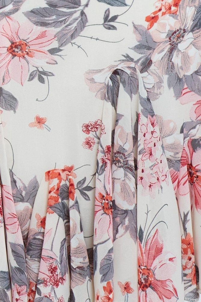 Floral Print Mini Wrap Skirt Ruffle Hem