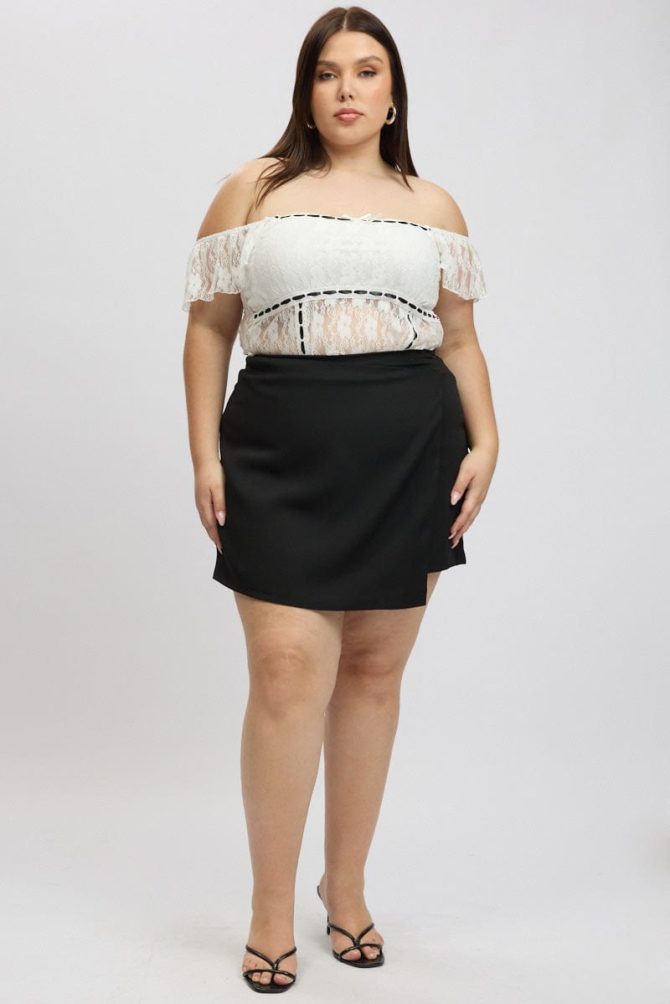 Black Wrapover Mini Skirt Skorts