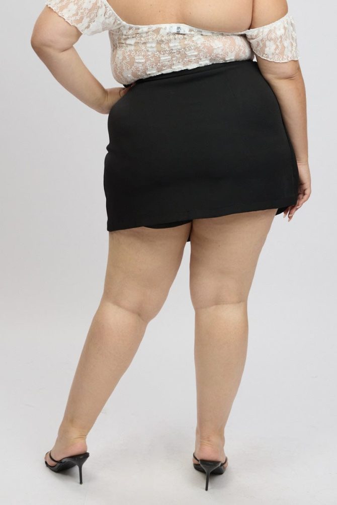 Black Wrapover Mini Skirt Skorts