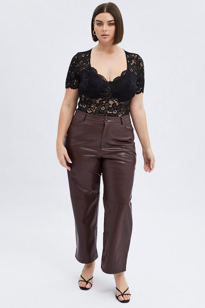 Black Lace Bodysuit Short Sleeve