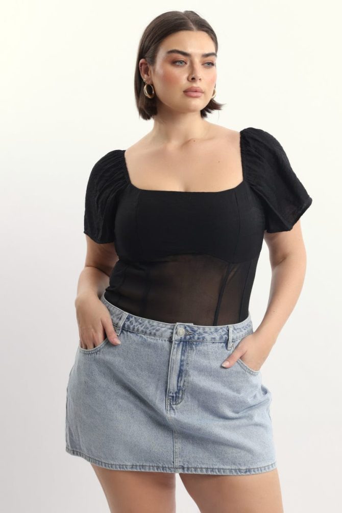 Black Short Sleeve Bodysuit