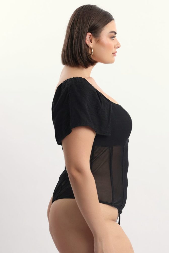 Black Short Sleeve Bodysuit