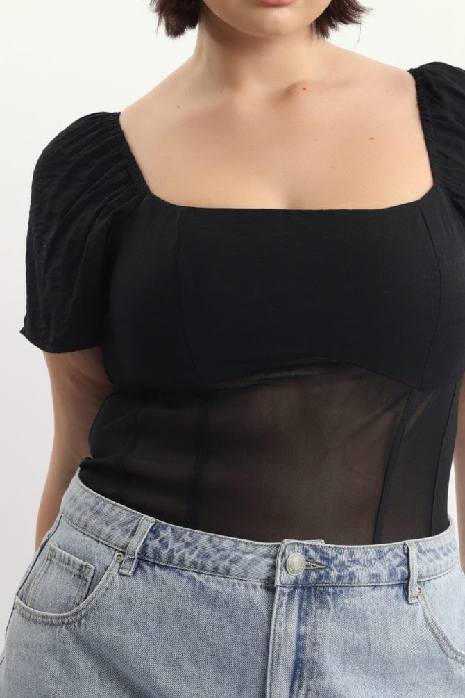 Black Short Sleeve Bodysuit