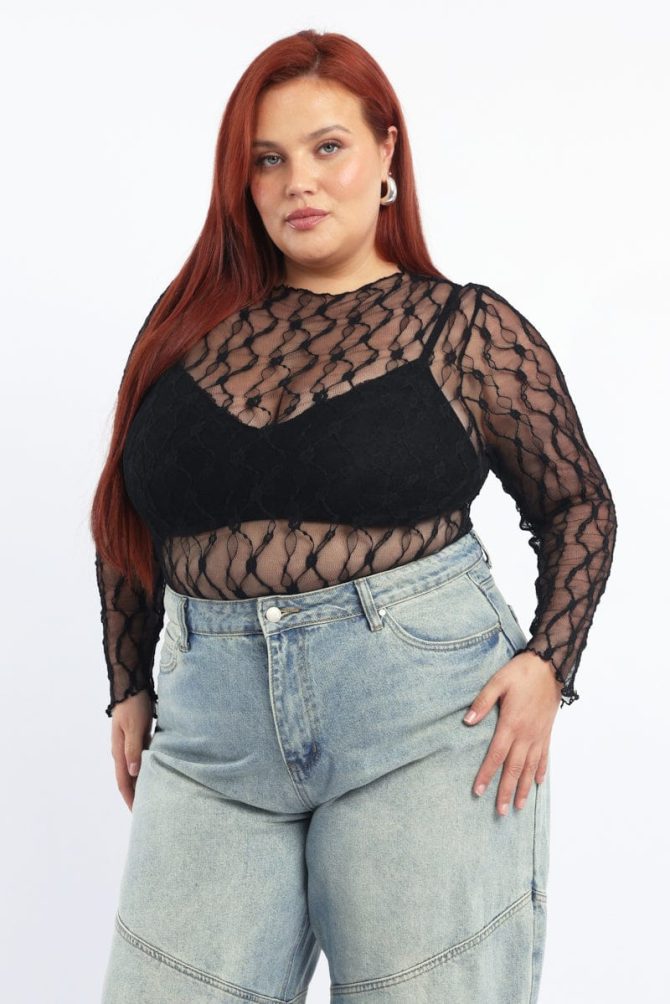 Black Bodysuit Long Sleeve Lace