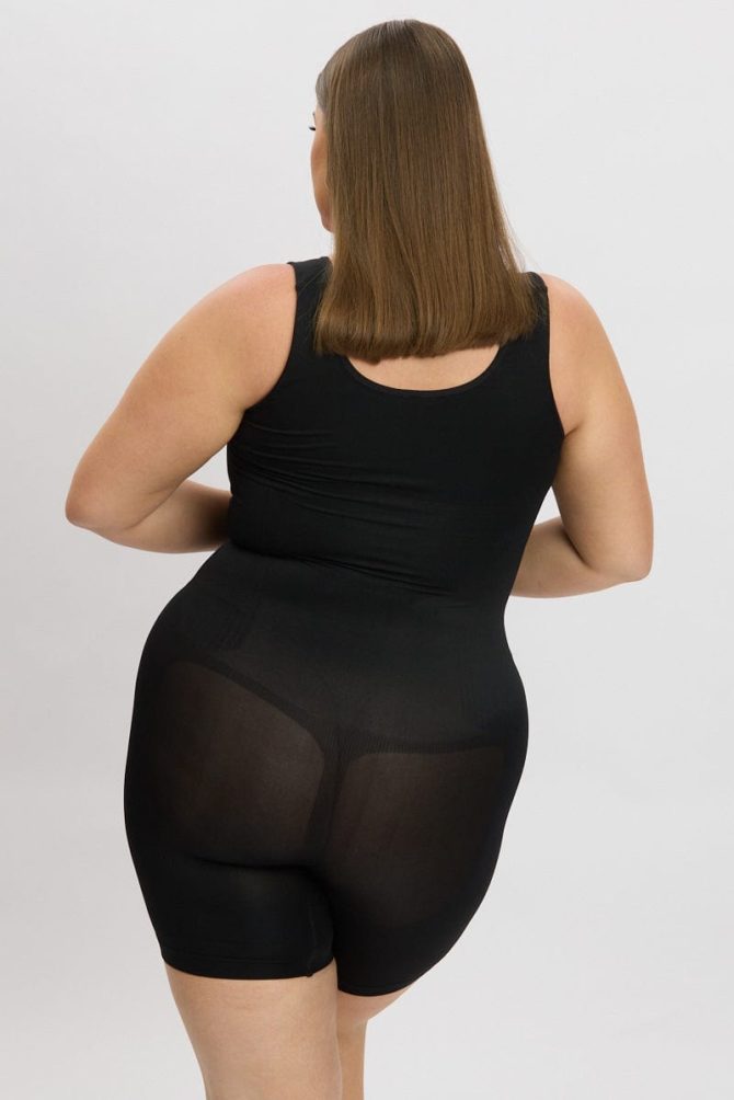Black Seamless Open Bust Sculpting Bodysuit